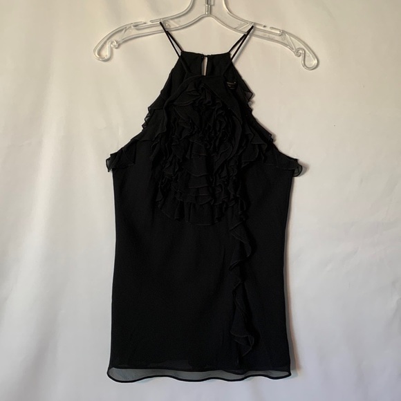 BCBG Maxazria Ruffle Halter Neck Top Black XSmall - Picture 6 of 12